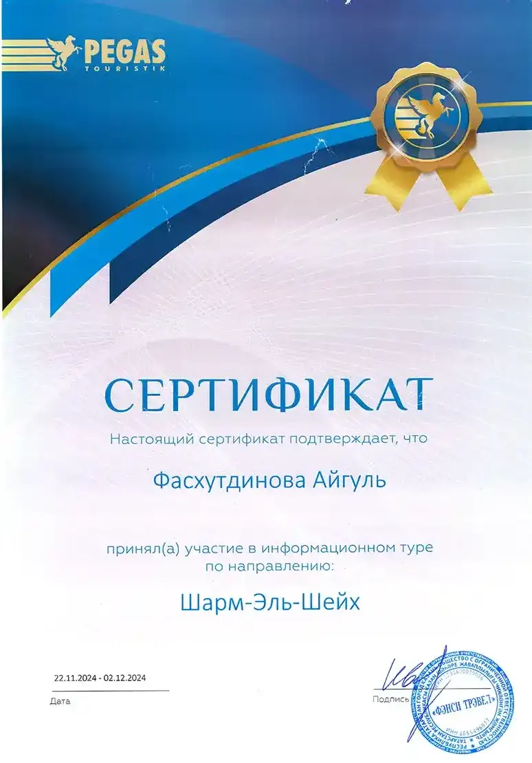 Сертификат Велар 1